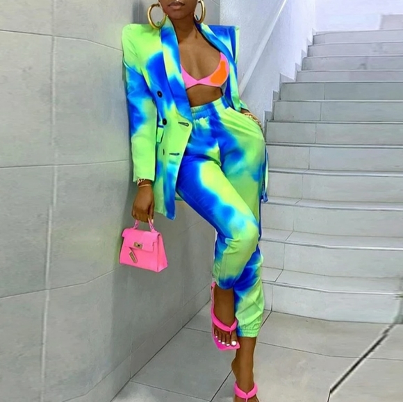 Tie-dye print Pants Set - Picture 1 of 9